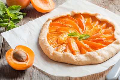 High angle view of orange on table