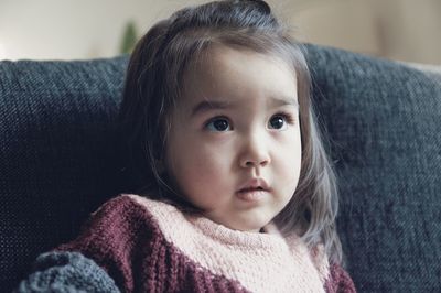 Cute baby girl at home