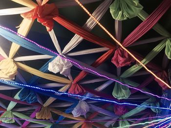 Close-up of multi colored umbrellas