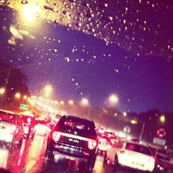 Traffic on road at night