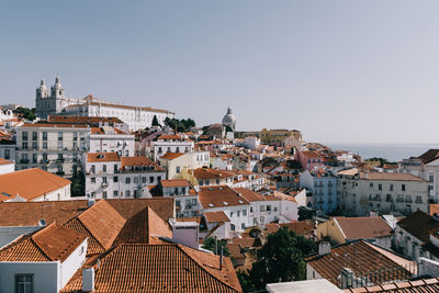 High angle view of townscape against sky