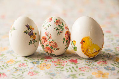 Three easter eggs on the table