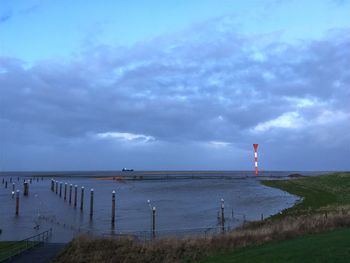 Scenic view of beach against sky