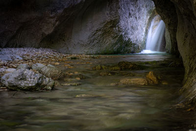 Scenic view of waterfall