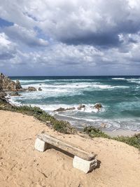 Scenic view of beach against sky