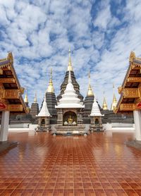 View of temple building against cloudy sky