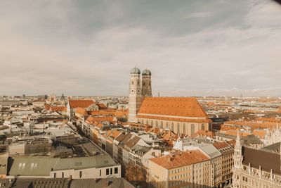 High angle view of buildings in city