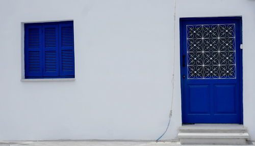 Closed door of house