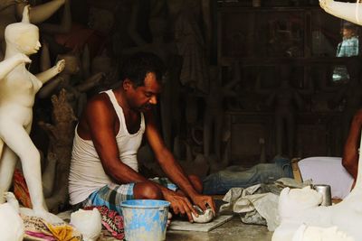 Man working at market