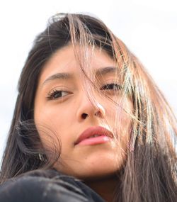 Close-up portrait of a beautiful young woman