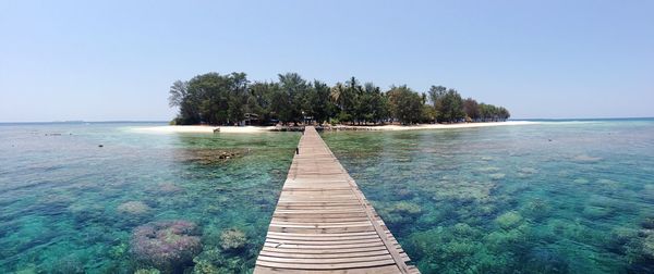 Scenic view of sea against clear sky