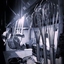 Illuminated cooking equipment at night