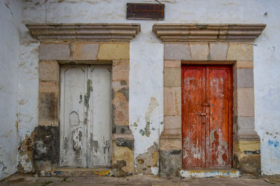 Closed door of old building