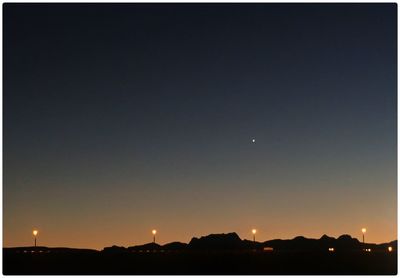 High section of silhouette buildings at sunset