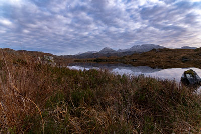 Scenic view of lake against sky