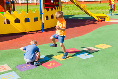 Boys playing on playground