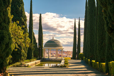 Historical gazebo, conception garden, jardin la concepcion in malaga, spain