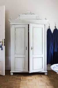 View of old white wardrobe