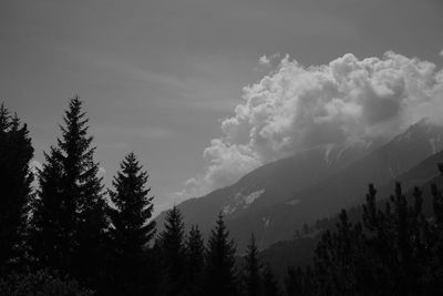 Scenic view of mountains against sky during winter