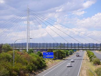 High angle view of road against sky