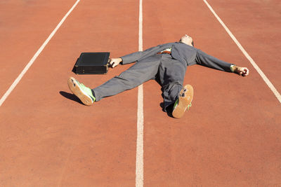 Full length of man running