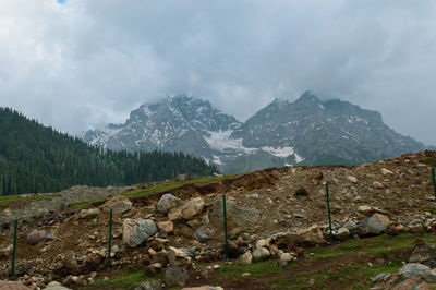 Scenic view of rocky mountains against sky