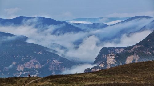 Panoramic view of mountains against sky