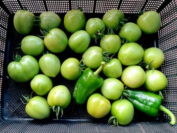 High angle view of vegetables in basket