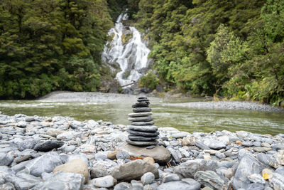 Scenic view of waterfall in forest