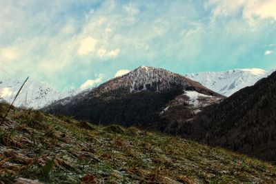 Scenic view of mountains against sky