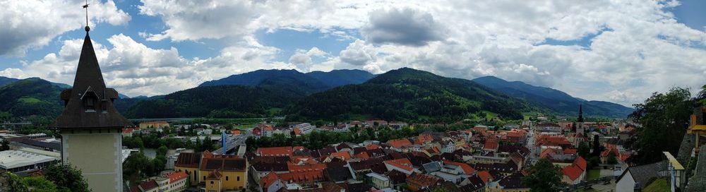 Panoramic shot of townscape against sky