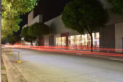 Light trails on street in city