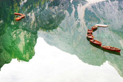 High angle view of boat in sea