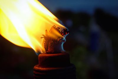 Close-up of fire at night