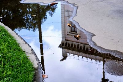 Reflection of built structure in water