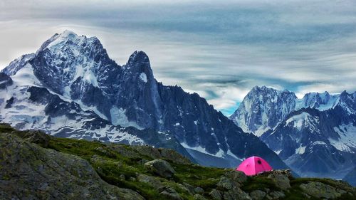 Scenic view of french alps against sky