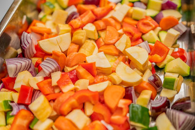 Close-up of chopped vegetables