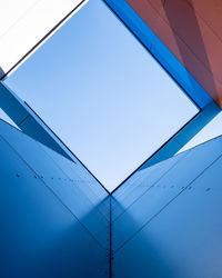 Low angle view of building against clear blue sky