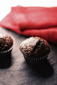 Close-up of cupcakes on table