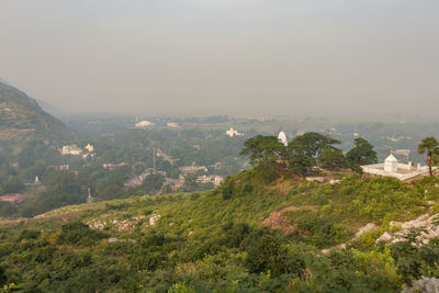 High angle view of townscape against sky