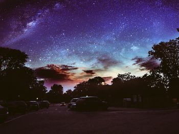 Parking lot under starry sky