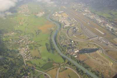 High angle view of agricultural field