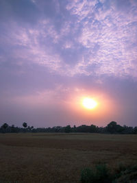 Scenic view of field against sky during sunset