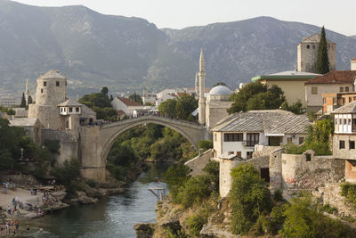 View of town by river