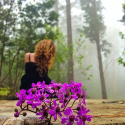 Close-up of woman holding pink flower