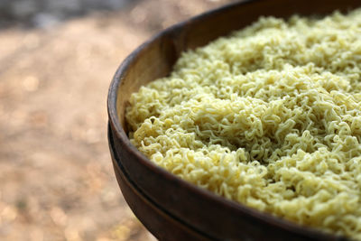 High angle view of rice in bowl