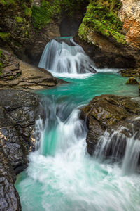 High angle view of waterfall