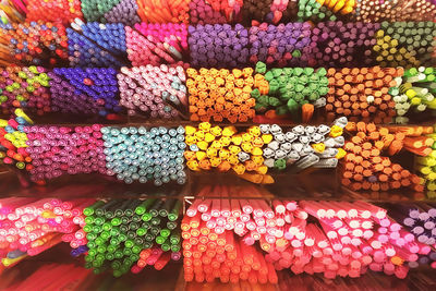 Full frame shot of multi colored market stall