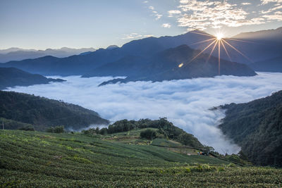 View of landscape against cloudy sky