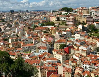 Aerial view of townscape against sky